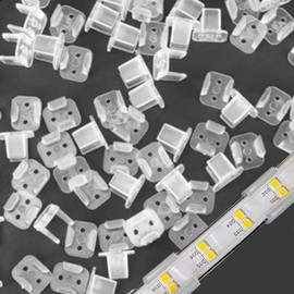 YAFIYGI 100 PCS Rope Light Clips Clear for Outside PVC Mounting Clips for 6mm 8mm Silicone Neon Flex Strip Lighting Rope Light Holder Clips for LED Strip Neon Flex Outdoor Wall Mounting Clips Party