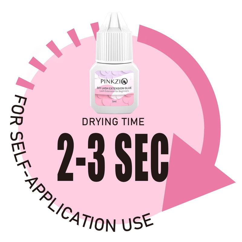 PINKZIO DIY Lash Extension Glue, Sensitive Adhesive, Clear Eyelash for