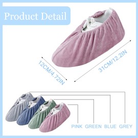 Orixo 4 Pairs of Reusable Shoe Covers, Non-Slip Overshoes, Non-Slip Reusable Shoe Covers, Flannel Cloth Overshoes, Washable, for Home, Library, Laboratory (36-44)