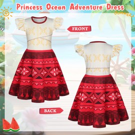 Princess Dress up for Girls Adventure Costume Toddler Kids Theme Birthday Party Cosplay Outfit with 3PCS Accessories 5-6 Y