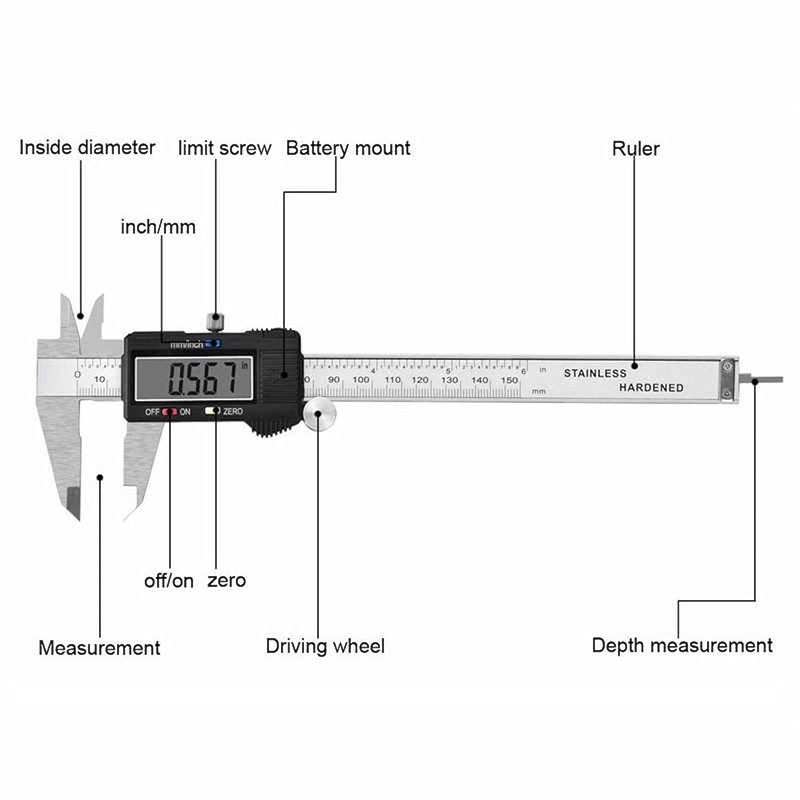 Digital Micrometer - Digital Caliper Vernier Electronic Gauge Measuring Tool
