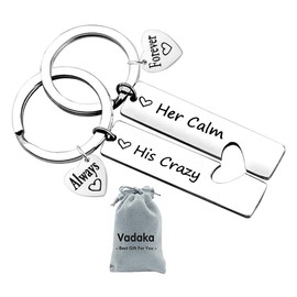Couple Gifts for Boyfriend and Girlfriend，His Crazy Her Calm Couples Keychains Set for Him and Her Valentine's Day Birthday Gifts for Boyfriend Girlfriend,Matching Couples Key Chain His and Her Gifts