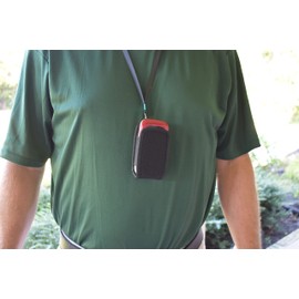 Newyorkcellphone Around The Neck Hanging Open Top Padded Black Case with Safety Lanyard Compatible Lively Jitterbug Flip2, Flip 2