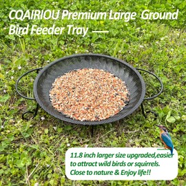 CQAIRIOU CQAIRIOU Upgraded Ground Platform Bird Feeder Tray,11.8 Stainless Steel Large Bird Feeder Mesh Seed Tray with A Exquisite Tray Station,Attract Wild Birds,Great Decoration for Garden Backyard