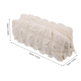 TOVINANNA Stylish Travel Makeup Bag Aesthetic Organizer with Large Capacity for Cosmetics and Stationery Soft Material Design Pouch for Men and Women Beige Style