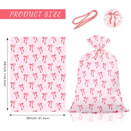 WRAPAHOLIC 56" Extra Large Bow Gift Bag - Pink Bow Plastic Bag for Wedding, Girls Birthdays, Tea Parties, Celebrating, or Any Occasion - 56" H x 36" W