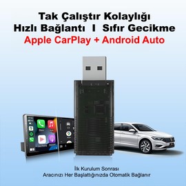Dark Mini Pro Duo 2in1 Araç Kiti Wireless/Kablosuz Carplay ve Android Auto Adaptörü