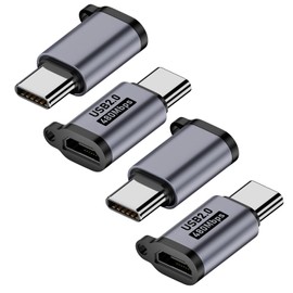 AreMe Micro USB 2.0 to USB C Adapter (4 Pack), Micro USB Female to USB Type C Male Converter Connector Support Charge Data Sync for Galaxy Type-C Phones, Tablets and More (Grey)