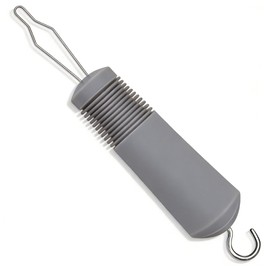 Button Hook with Zipper Pull, 2-in-1 Button Assist Tool for Seniors, Button Helper Device with Wide Non-Slip Handle for Limited Hand Mobility, Daily Living Aid for Easy Dressing (Gray)