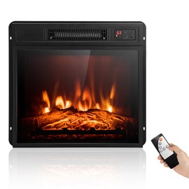 CHEFJOY 18" Electric Fireplace Inserts, 1400W Recessed Fireplace Heater w/Remote Control, Adjustable Temperature & Flame Effects, 6H Timer, Small Wall Mounted Electric Heater for Indoor Use (18-inch)
