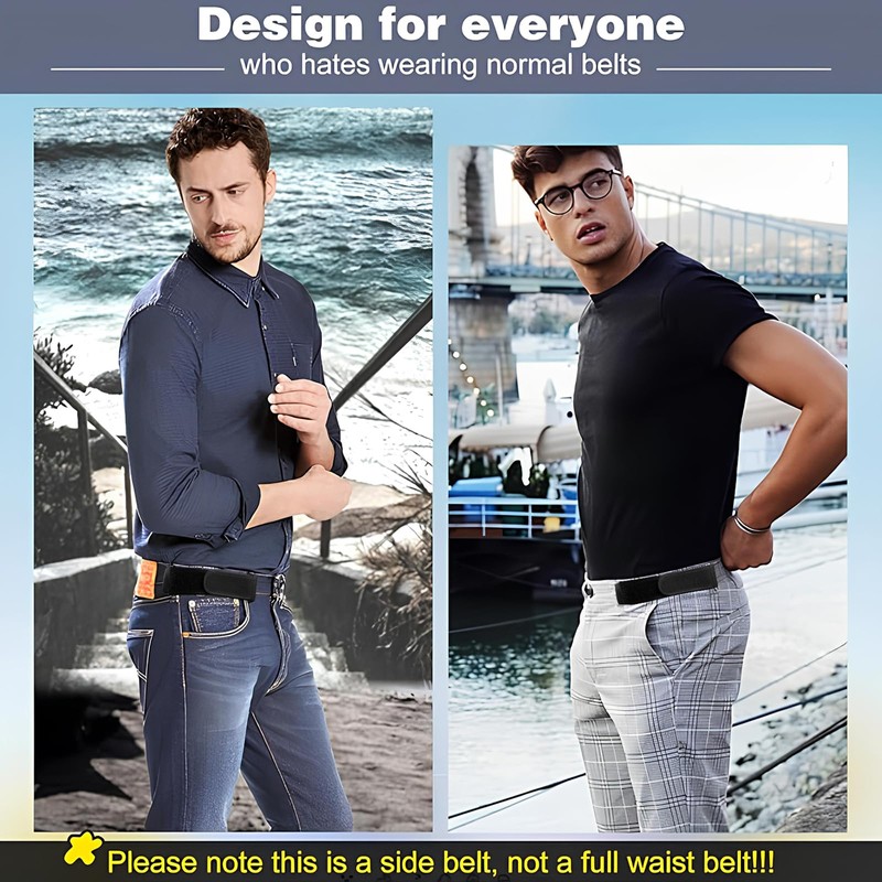 Vinuwu No Buckle Belts for Men 2 Pack No Buckle