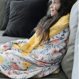 GRACED SOFT LUXURIES Softest Large 100% Cotton Muslin Quilt, 47" x 47" Reversible Printed Cotton Baby Receiving Blanket (Floral Burst)