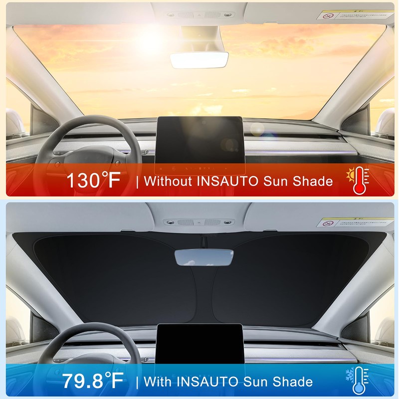 INSAUTO Foldable Windshield Sun Shade for Honda Fit 2007-2024, Heat