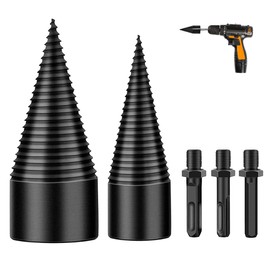 LSRVNM Wood Splitting Drill Bit 42mm + 32mm Log Splitter with Square/Round/Hexagonal Shanks, Firewood Splitter Wood Cone Drill Bit Set Heavy Duty Drill Screw Cone Driver
