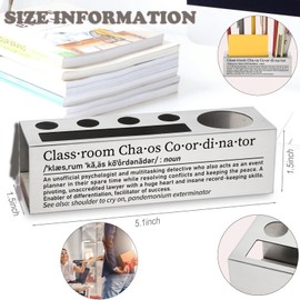 EFFJNSG Classroom Chaos Coordinator Pen Holder for Desk, Funny Teacher Appreciation Back to School Gift Teacher Retirement Desk Organizer with Inspirational Quote EDP96