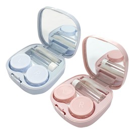 Howinn 2 Pack Cute Contact Lens Case Travel Kit, Cute Contact Case with Mirror Tweezers Remover Tool Solution Bottle for Outdoor Office Daily Use
