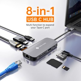 NOVOO Docking Station 4K @ 60Hz USB C Hub, Triple Display USB C Docking Station 2 HDMI 4K Multiport Adapter Laptop Hub USB C to Ethernet DisplayPort 100WPD SD/TF 4USB for Dell HP Surface Lenovo Thinkpad