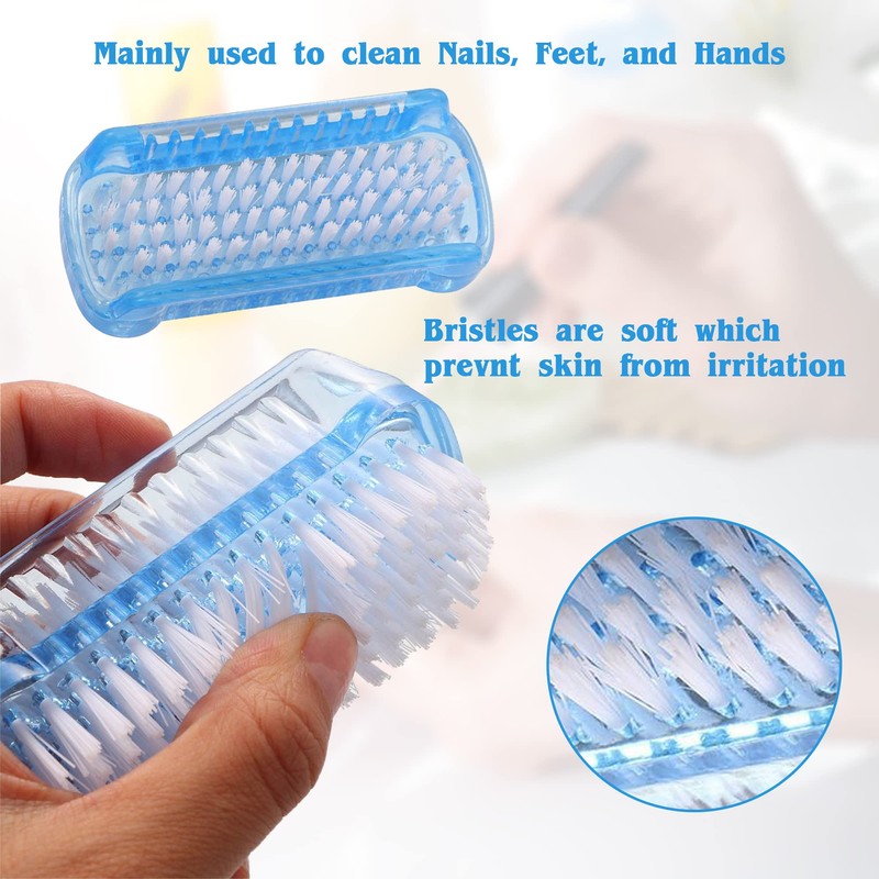 WATELL Double Sided Nail Brush - 4 Pcs with 2