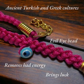 Cat Collar with Bell is Soft, Evil Eye Beads for Girls and Boys Cats,Adjustable Collar for Small and Large Cats, Small Breed Dogs(PİNK)