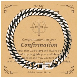 DARIN GIFT To My Soulmate Cuban Link Bracelet Gifts For Soulmate - God's Love Will Always Be There - Catholic Christian Baptism First Communion Confirmation Christmas Gifts