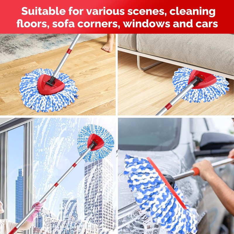 Spin Mop Head, Base, Handle Replacement for O-Ceda RinseClean 2