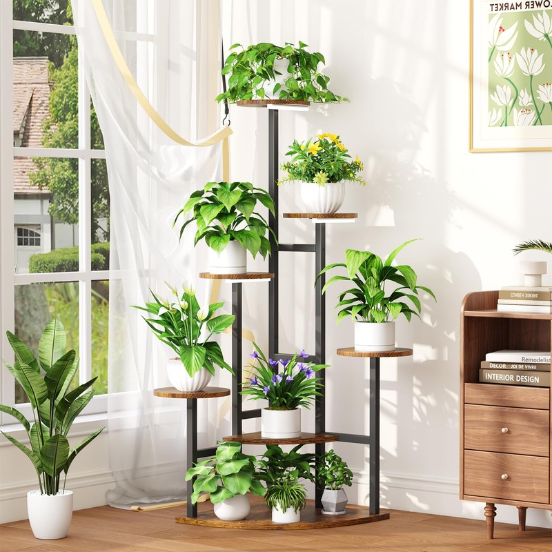 Corner Plant Stand with Grow Lights, 7 Tier Plant Stand