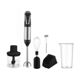 Cordless Portable Immersion Blender 5-in-1 Blender Set, Ice Crushing Power with One-Touch Speed Control, Comes with Potato Masher, Whisk, Chopper, Beaker, and Storage Case, Stainless Steel