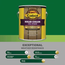 Cabot Stains 1601 Oil Decking Stain Alkyd Base Solid with Low VOC, 1 Gallon, Satin White