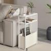 Leomonio Narrow Side Table, Slim End Tables with Fabric Basket,