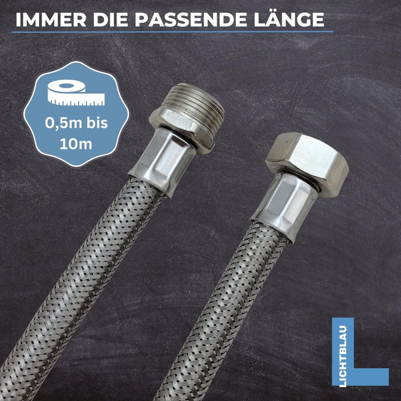 LICHTBLAU Kink-Resistant Aquastop Extension Hose, 5.0 m, Connection 3/4 Inch