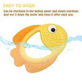 Teething Toys 3-6 Months, Teethers for Babies 3-6 6-12 Months for Teething Relief, Baby Teether Teething Toys 100% Silicone, Newborn Infant Sensory Baby Toys 0-6 Months,bebe mondo (Goldfish)