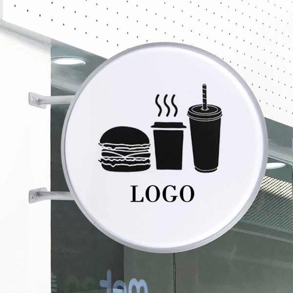 Round LED Light Box Sign Double Sided Outdoor Illuminated Business