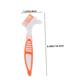 FRCOLOR 6pcs Dual Head Denture Cleaning Brushes with Large Slip Handle Ergonomic Design for Elderly Oral Care Easy to Clean and Replaceable Heads Color Coded Bristles