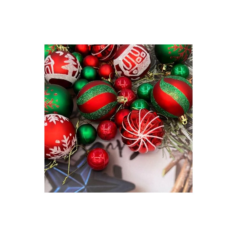 JUGLUTE Adornos para Arbol de Navidad, 44 pcs Plastic Esferas
