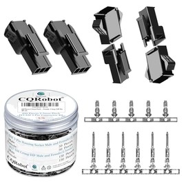 CQRobot JST SM Conector Electrónico de 3 Pines de Paso de 2.5 mm, Enchufes IC Macho, Carcasa de Enchufes Hembra y Kit de Terminales de Crimpado en Forma de T Macho/Hembra. 50 Juegos/400 Piezas de