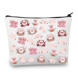 Cute Pig Makeup Bag Gifts for Pig Lovers Pet Pig Cosmetic Bag for Women Girls Pink Pig Zipper Pouch Travel Toiletry Organizer