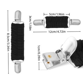 FashionGrip 2PCS Adjustable Dress Clips for Women - 13cm Elastic Waist Cincher Clips for Cardigans, Shawls & Dresses, Secure Clothing Tightener (Black & White)