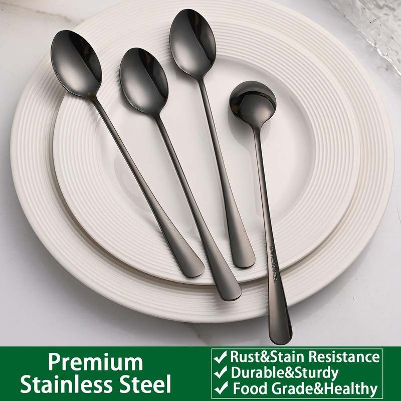 7.5 Inches Black Coffee Stirring Spoons Set,Set Of 8 Stanless