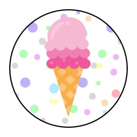 Unbranded Ice cream stickers, labels, tags, envelope seals, ice cream party favors - 1.5 inch (30 stickers)