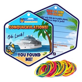 Duck Tags, etiqueta de pato de goma para crucero, tarjeta de juego de pato, paquete de 35, etiquetas de pato para crucero, con agujero y bandas de goma, 3.2 x 2.3 pulgadas