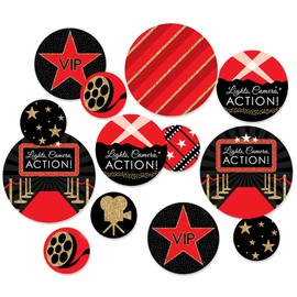 Big Dot of Happiness Red Carpet - Movie Night Party Giant Circle Confetti - Decorations - Large Confetti 27 Count