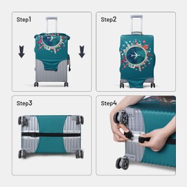 OrgaWise Travel Luggage Cover Elastic Suitcase Trolley Protector Cover for 22-32 Inch Luggage (Send one Luggage tag Free), M(22-25 Inch)