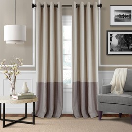 Elrene Home Fashions Braiden Color-Block Blackout Window Curtain, Single Panel, 52 in x 84 in (1 Panel), Linen