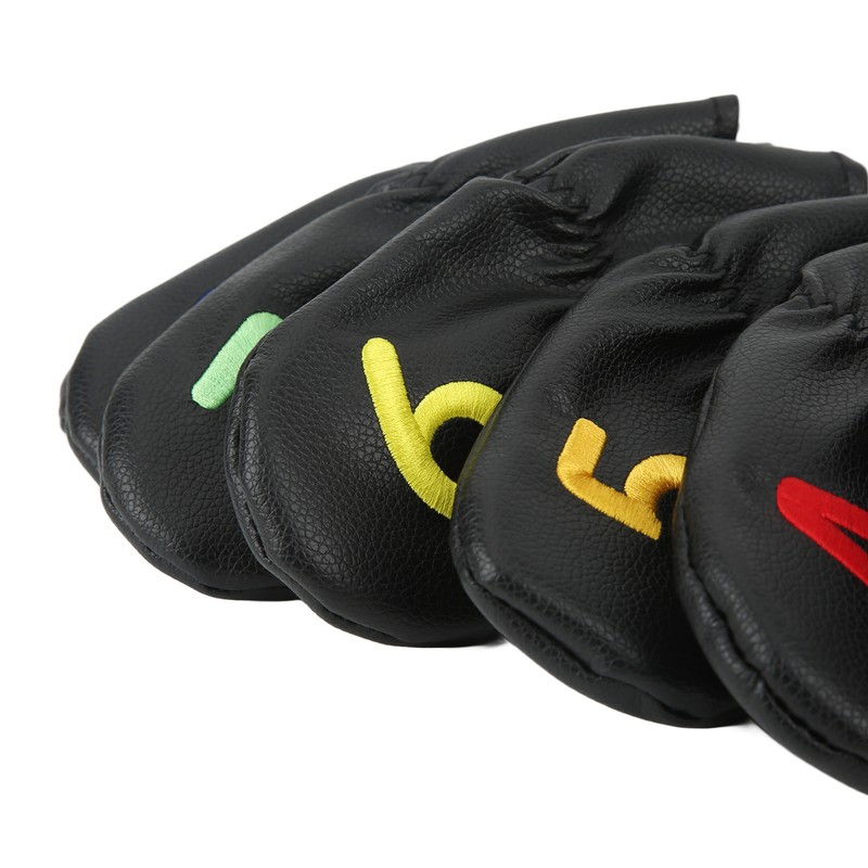 10Pcs Golf Head Cover Club Headcover Waterproof PU Elastic Closing