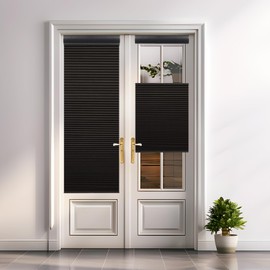 Tonature Room Darkening Door Blinds for Door Window Top Down Bottom Up Cellular Blinds for Glass Door 1" Honeycomb Fabric Thermal Insulated Energy Efficient for Indoor Windows, Custom Size, Black