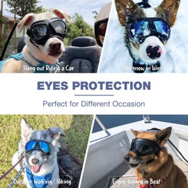 NAMSAN Dog Glasses Sunglasses for Dogs Eye Protection Dog Glasses with Adjustable Straps Fashion Dog Safety Glasses for Small / Medium Dogs Blue