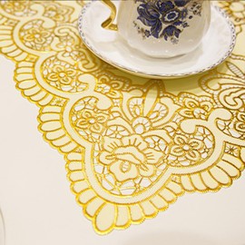 Utobanh Floral Lace Tablecloth Flowers Pattened Small Rectangle Table Cloth Coffee Table Cover for Tea Table Party Home and Kitchen Dining 24x48 inch