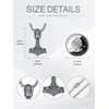 Cargari Thor Hammer Necklace Sterling Silver Mjolnir Pendant Viking Runes