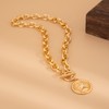 Buyongwant Golden Necklace for Women Circular Portrait Pendant Collarbone Chain