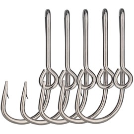 THKFISH Fishing Hooks Hat Pins for Fishing Hat Hook Clip Gold Fish Hook Hat Clip Fish Hooks for Hat 5PCS Sliver